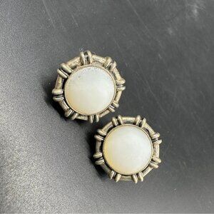 Vintage Sterling Silver 925 Faux Pearl Moonstone Earrings Lever Back Western